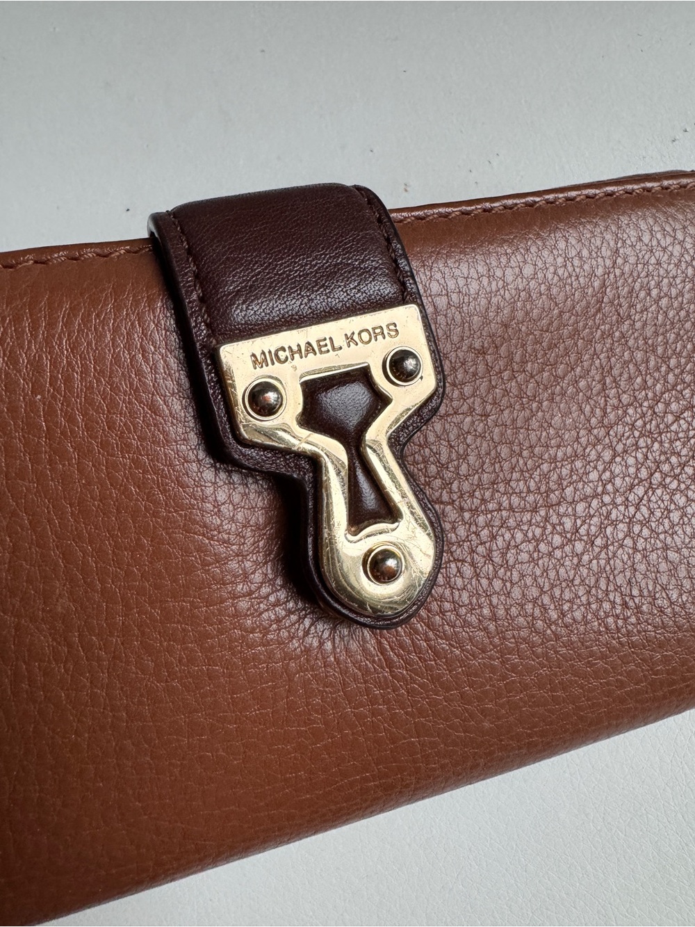 Michael Kors Two-Tone Brown Leather Snap Continental Wallet - Picture 5 of 7